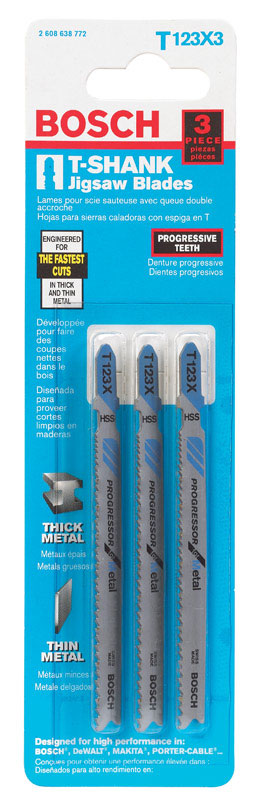 Bosch Metal T-Shank 4 in. L Jig Saw Blade 10-24 TPI 3 pk