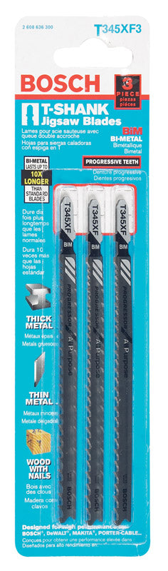 Bosch Bi-Metal T-Shank 5-1/4 in. L Jig Saw Blade 5-10 TPI 3 pk