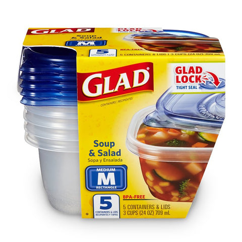 Glad BBG10076 Medium Soup and Salad, 24 oz, Plastic, Clear, Pack of 6