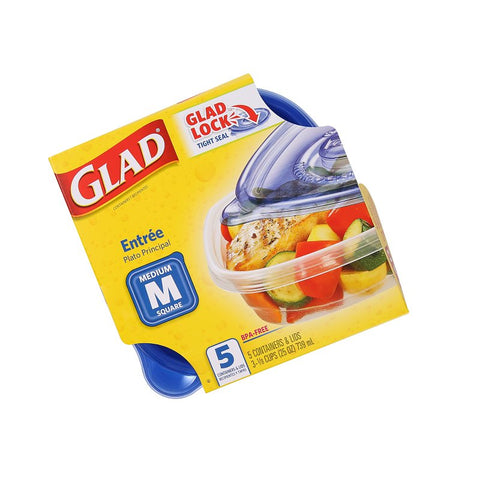 Glad BBG10091 Medium Entree, 25 oz Capacity, Plastic, Clear, Pack of 6