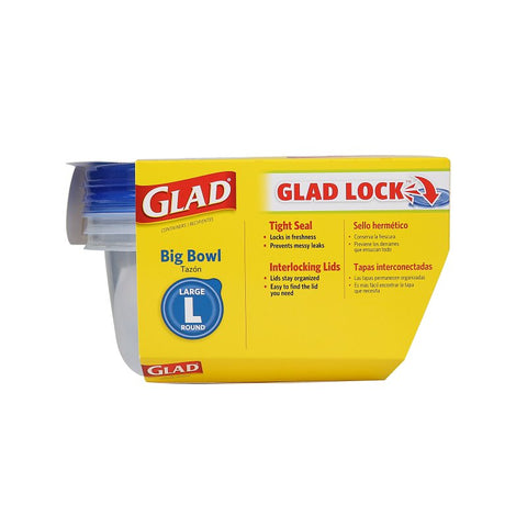 Glad BBG10691 Large Big Bowl, 48 oz Capacity, Plastic, Clear, Pack of 3