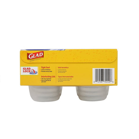 Glad BBG11038 Container, 4 oz Capacity, Plastic, Clear, 3.4 in Dia, 3 in H, Pack of 12