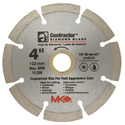 M.K. Diamond 4 in. Dia. Diamond Segmented Rim Circular Saw Blade For Cutting Concrete and Masonry