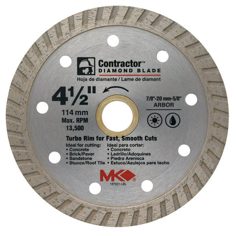 M.K. Diamond 4-1/2 in. Dia. Diamond Turbo Rim Circular Saw Blade For Cutting Concrete and Masonry