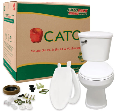 Cato J0052011120 Toilet, Round Bowl, 1.28 gpf Flush, 15 in H Rim, White