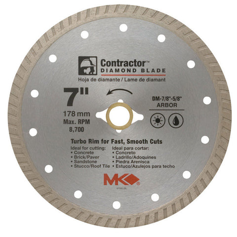 M.K. Diamond 7 in. Dia. Diamond Turbo Rim Circular Saw Blade For Cutting Concrete and Masonry