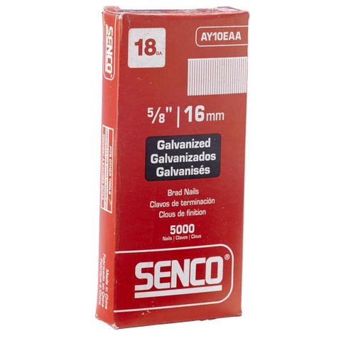Senco 5/8 in. L X 18 Ga. Straight Strip Galvanized Brad Nails 5000 pk