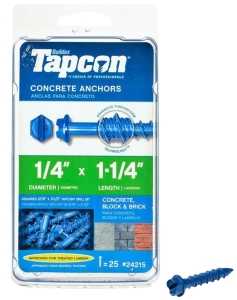 Tapcon 24215 Concrete Screw Anchor, 1/4 in Dia, 1-1/4 in L, Steel, Climaseal