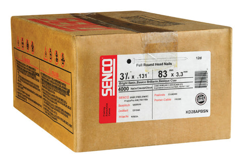Senco 3-1/4 in. x .131 in. L Bright Framing Framing Nails 4,000 box