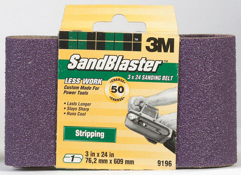 3M SandBlaster Sanding Belt 3 in. W x 24 in. L 50 Grit Coarse 1 pk