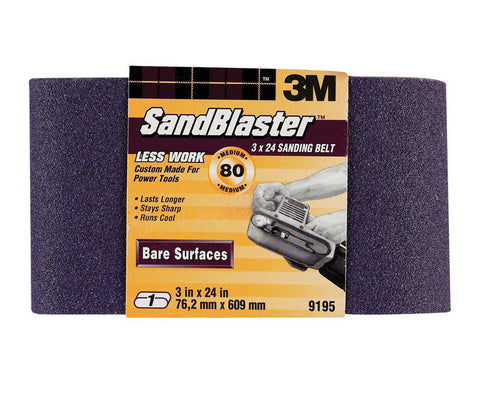 3M SandBlaster Sanding Belt 3 in. W x 24 in. L 80 Grit Medium 1 pk