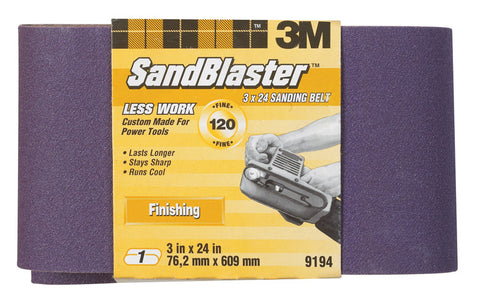 3M SandBlaster Sanding Belt 3 in. W x 24 in. L 120 Grit Fine 1 pk