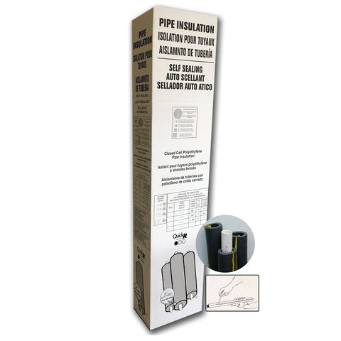 Quick R 52381T Pipe Insulation, 2-3/8 in ID x 3-3/8 in OD Dia, 6 ft L, Poly Foam w/2 glue strips, Charcoal, Pack of 11