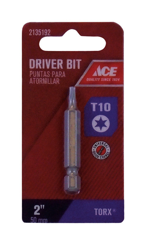 Ace T10 Torx Screwdriver Bit 1/4 in. Dia. x 2 in. L 1 pc.