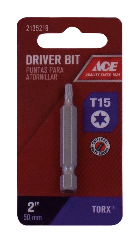 Ace T15 Torx Screwdriver Bit 1/4 in. Dia. x 2 in. L 1 pc.