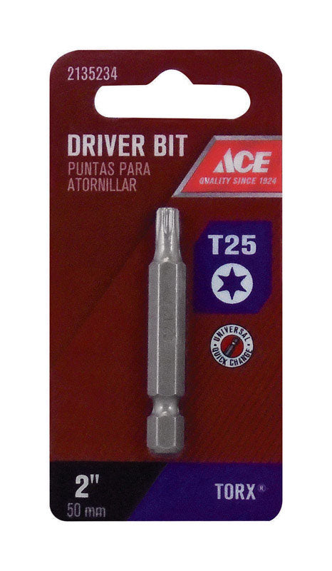 Ace T25 Torx Screwdriver Bit 1/4 in. Dia. x 2 in. L 1 pc.