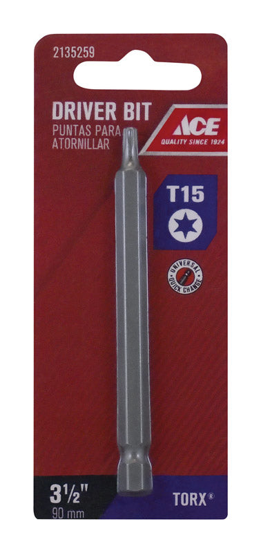 Ace T15 Torx Screwdriver Bit 1/4 in. Dia. x 3-1/2 in. L 1 pc.