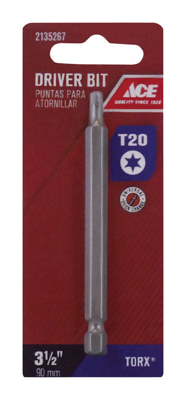 Ace T20 Torx Screwdriver Bit 1/4 in. Dia. x 3-1/2 in. L 1 pc.