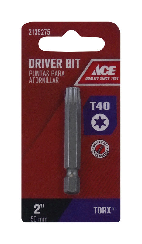 Ace T40 Torx Screwdriver Bit 1/4 in. Dia. x 2 in. L 1 pc.