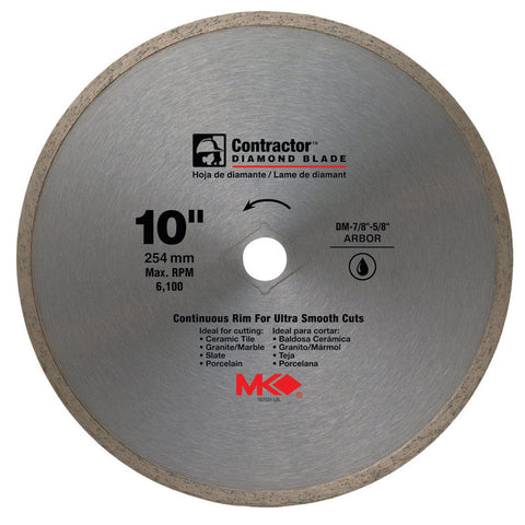 M.K. Diamond 10 in. Dia. Diamond Continuous Rim Circular Saw Blade For Tile and Marble