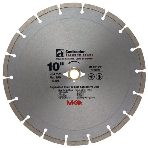 M.K. Diamond 10 in. Dia. Diamond Segmented Rim Circular Saw Blade For Cutting Concrete and Masonr