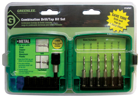 Greenlee High Speed Steel Hex Multi Size Dia. Drill and Tap Bit Set 6 pc.