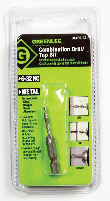 Greenlee High Speed Steel Hex #6 Drill and Tap Bit 1 pc.