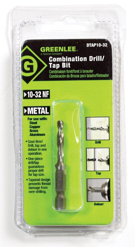 Greenlee High Speed Steel Hex #10 Drill and Tap Bit 1 pc.