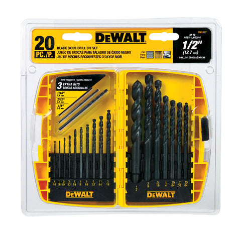 DeWalt High Speed Steel 1/16 in. Dia. Drill Bit Set 20 pc.