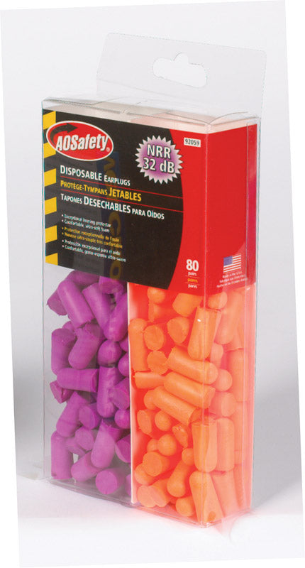 Tekk Disposable Ear Plugs 32 dB Orange/Purple 80 pair