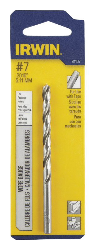Irwin High Speed Steel Straight No.7 Dia. Wire Gauge Bit 1