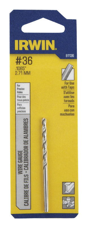 Irwin High Speed Steel Straight No.36 Dia. Wire Gauge Bit 1