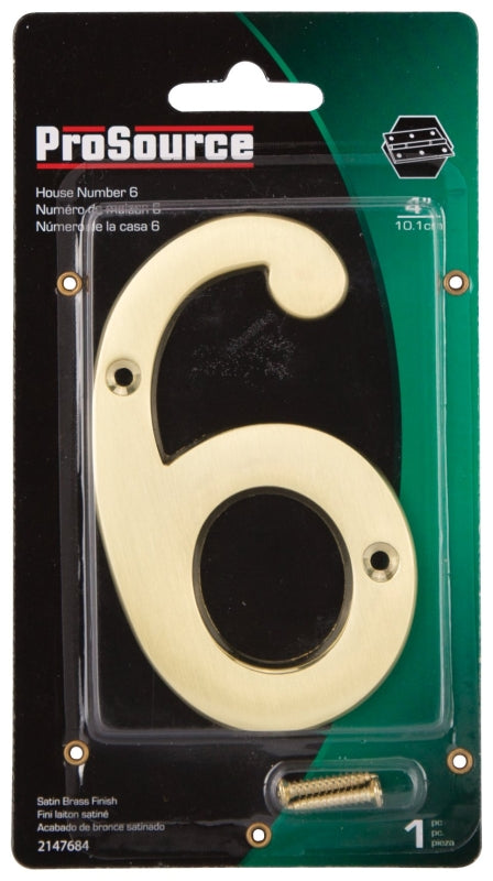 ProSource N-Z046PB3L-PS House Number, Character: 6, 4 in H Character, 2.28 in W Character