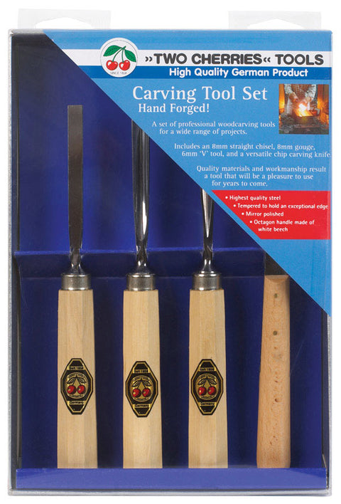 Two Cherries Forged Steel Woodcarving Set 4 pc.