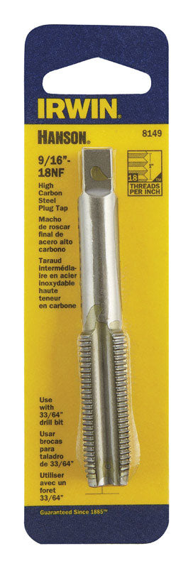 Irwin Hanson High Carbon Steel 9/16 in.-18NF SAE Fraction Tap 1 pc.