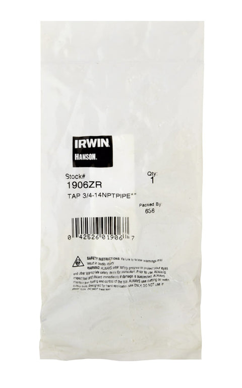 Irwin Hanson High Carbon Steel 3/4 in.-14NPT SAE Pipe Taps 1 pc.