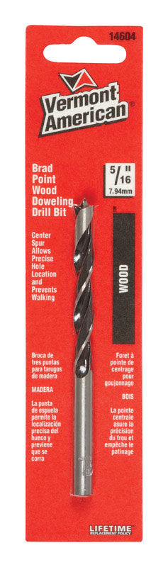 Vermont American Steel Reduced Shank 5/16 in. Dia. x 4-7/16 in. L Brad Point Drill Bit 1 pc.