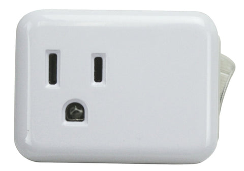 PowerZone ORES001 Outlet Tap with On Off Switch, 1-Outlet, White