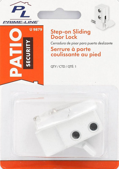 Prime-Line U 9879 Sliding Door Lock, Aluminum, White, 3/16, 1/8, 1/4 in Thick Door