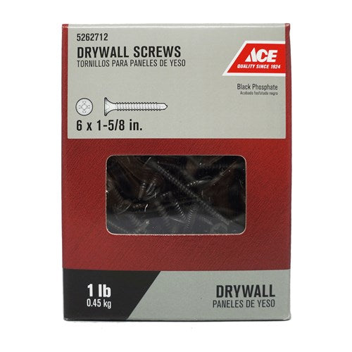 Phillips Shell Ace No. 6 x 1-5/8 in. L Phillips Bugle Head Black Phosphate Steel Dryw ...
