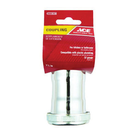 Ace 1-1/2 in. Dia. x 1-1/2 in. Dia. Slip To Slip Chrome Plated Brass Coupling