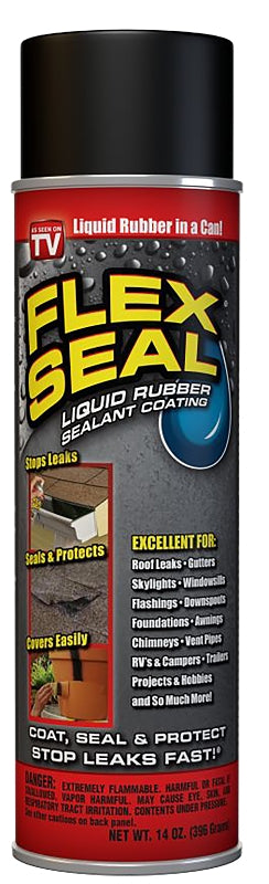 Flex Seal FSR20 Rubberized Spray Coating, 12 sq-ft Coverage Area, Black, 14 oz Can