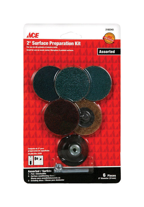 Ace 2 in. Dia. Surface Preparation Disc Kit Assorted 6 pc.
