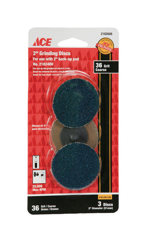 Ace 2 in. Dia. Surface Preparation Disc Kit 36 Grit Coarse 3 pk