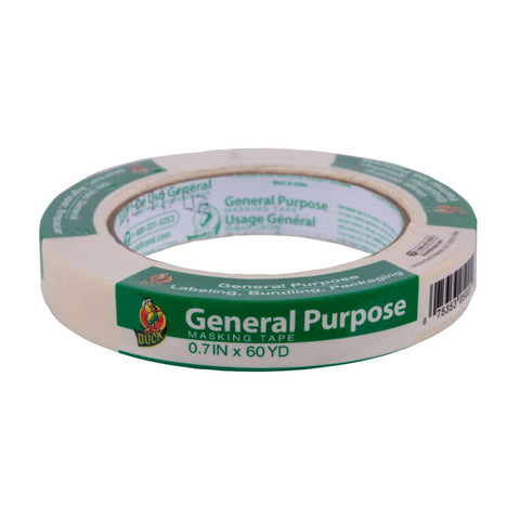 Duck 0.7 in. W x 60 yd. L General Purpose Masking Tape High Strength White 1 pk