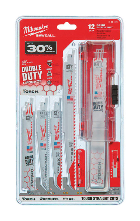 Milwaukee 5-8, 8 and 14 TPI Bi-Metal Sawzall Blade Set 12 pk