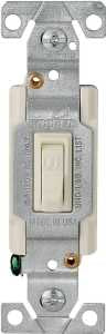 Eaton Wiring Devices 1301-7V10 Toggle Switch, Ivory, 15 A, 120 V, Polycarbonate Housing Material