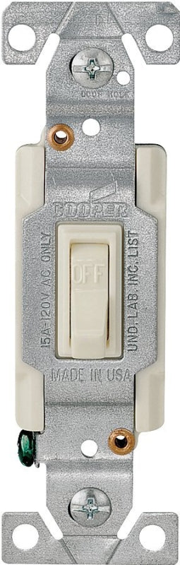 Eaton Wiring Devices 1301-7V10 Toggle Switch, Ivory, 15 A, 120 V, Polycarbonate Housing Material