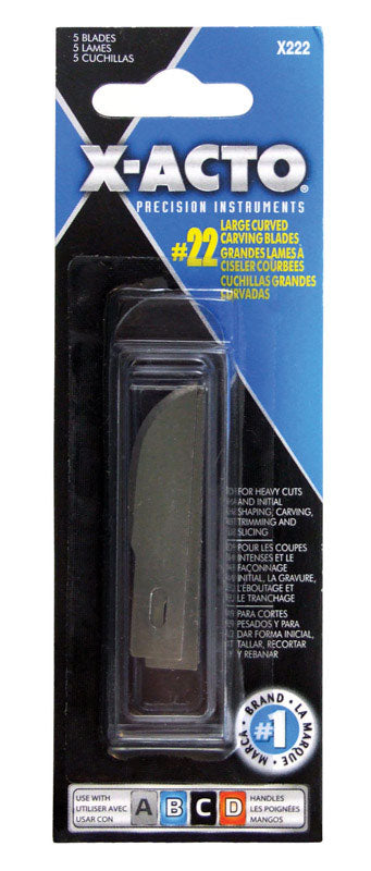 X-Acto #22 Carbon Steel Curved Carving #22 Hobby Knife Replacement Blade 5 pk