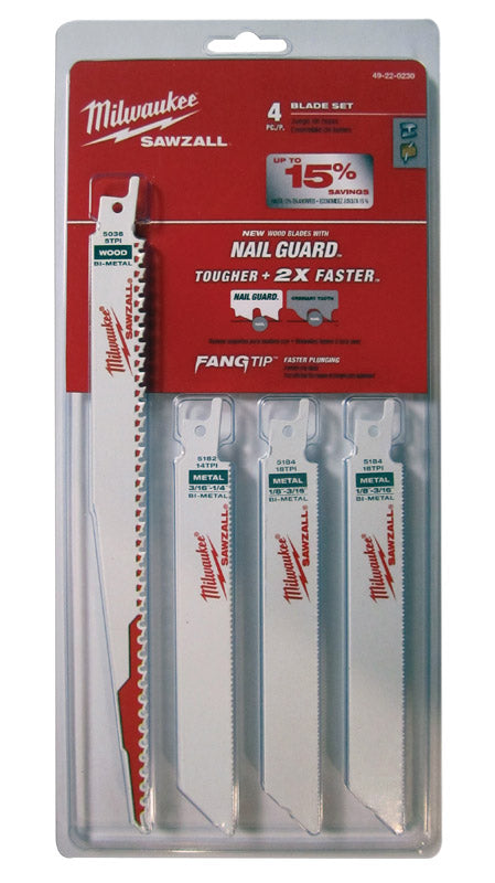 Milwaukee 6 TPI Bi-Metal Sawzall Blade Set 4 pk